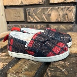 TOMS Tartan Printed Toddler‎ Alpargata Slip On Shoes Size 5